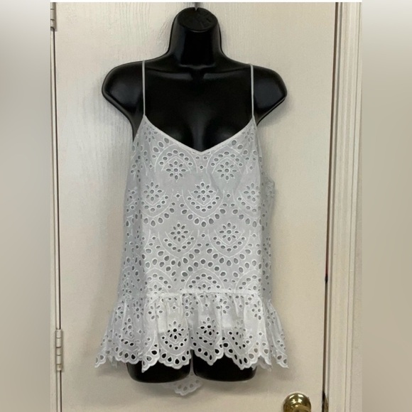 White House Black Market Tops - White House Black Market white ruffled eyelet peplum camisole -XL